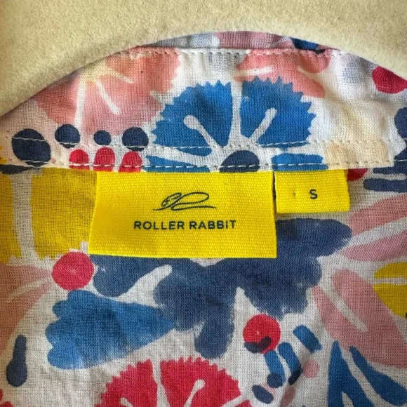 Roller Rabbit Multicolor Floral Shirt Shift Dress Size Small - Picture 6 of 10
